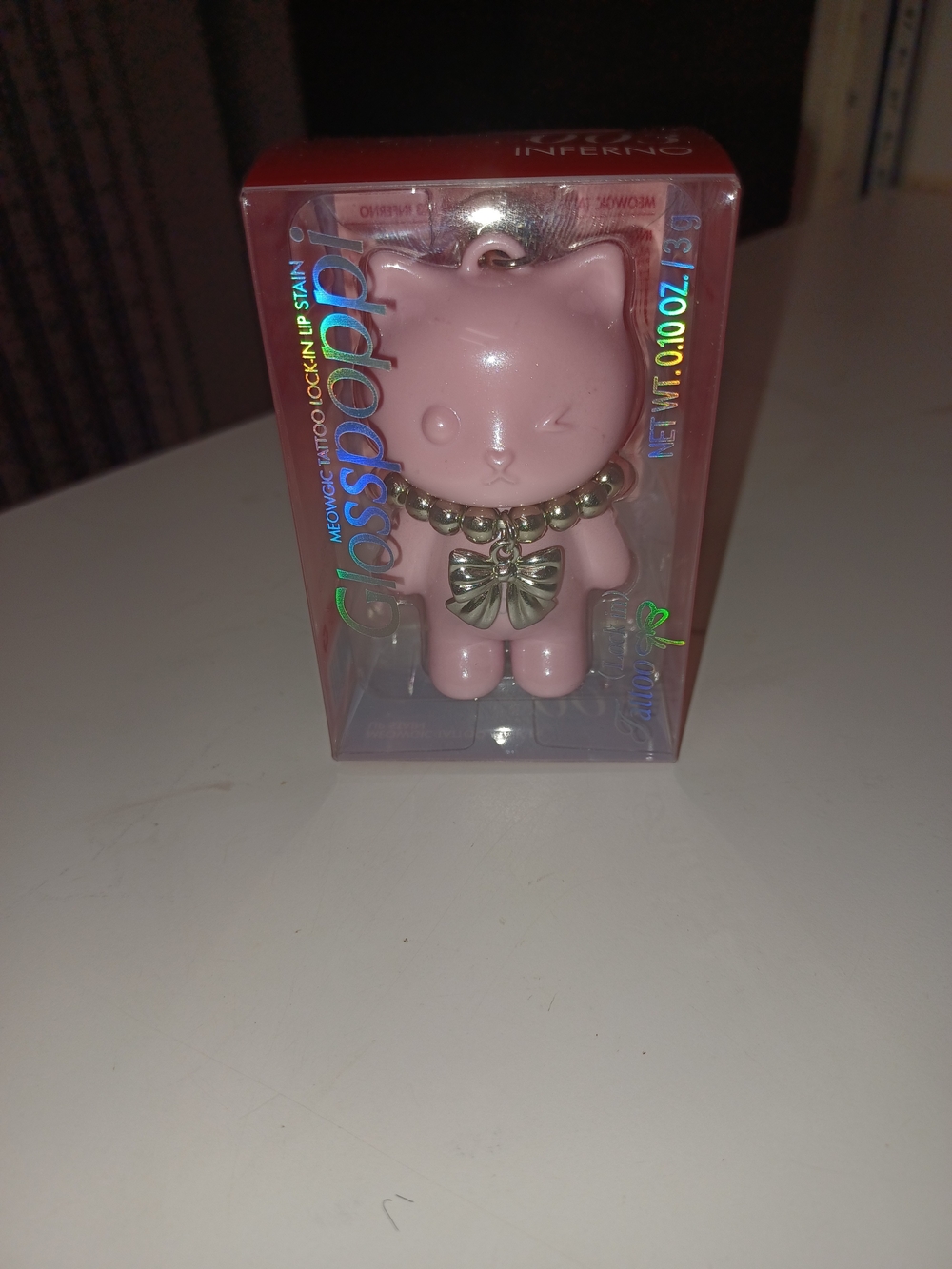 New Glosspoppi Meowgic Tattoo Lock In Pink Cat Lip Gloss Charm Keychain